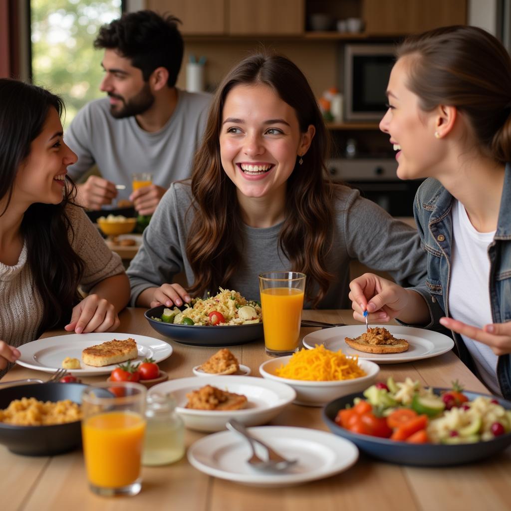 Student Enjoying a Meal with Spanish Host Family