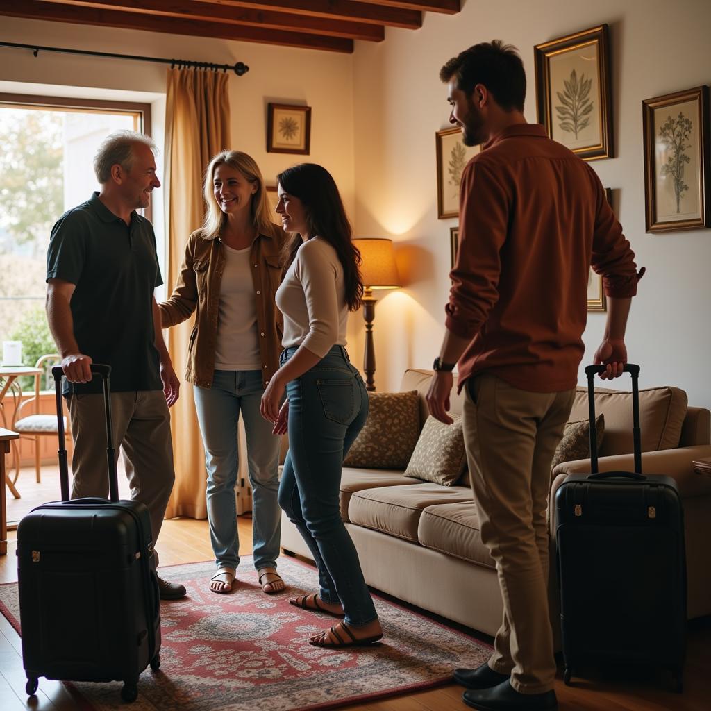 Host family welcoming guests in their home