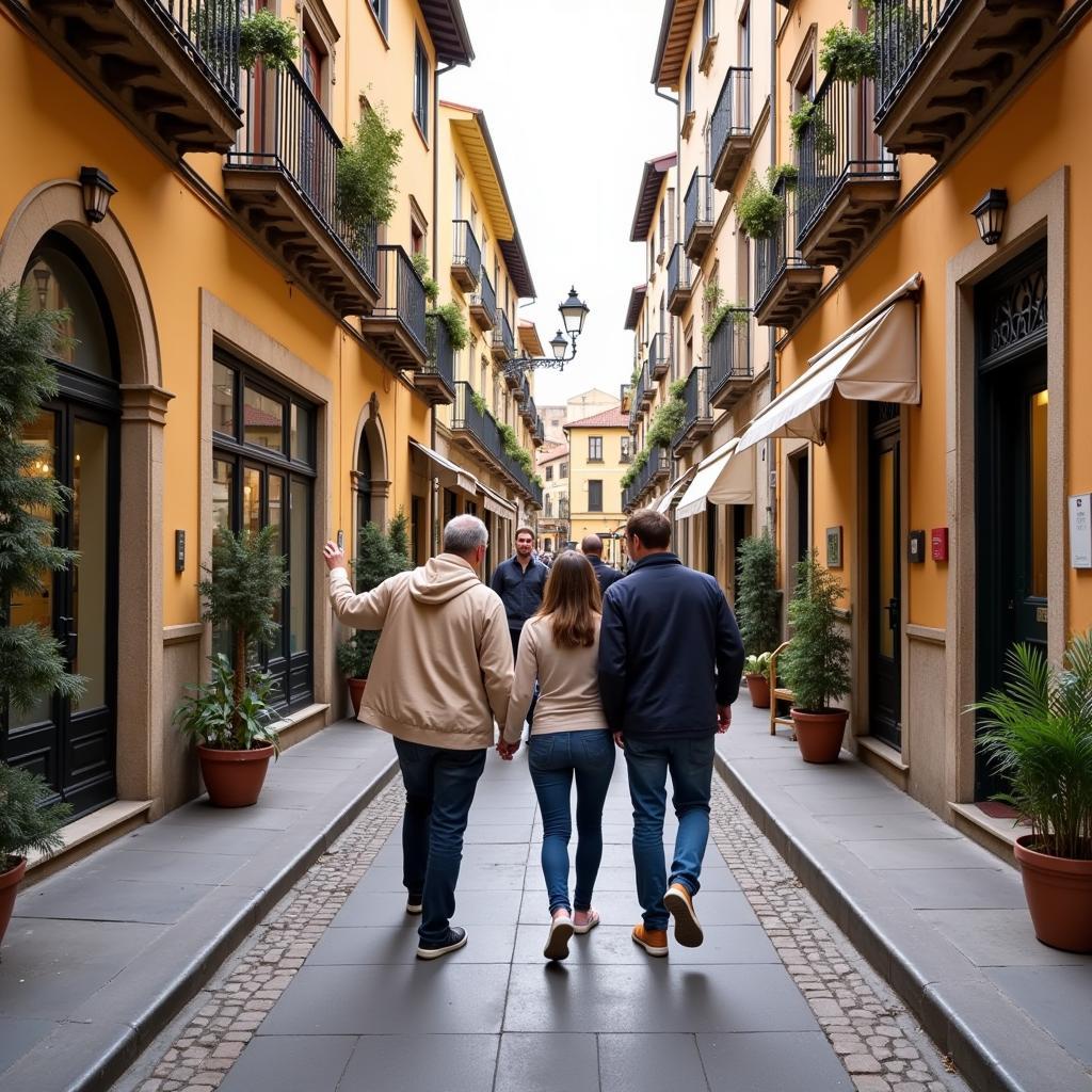 A Spanish host family guides guests on a personalized city tour