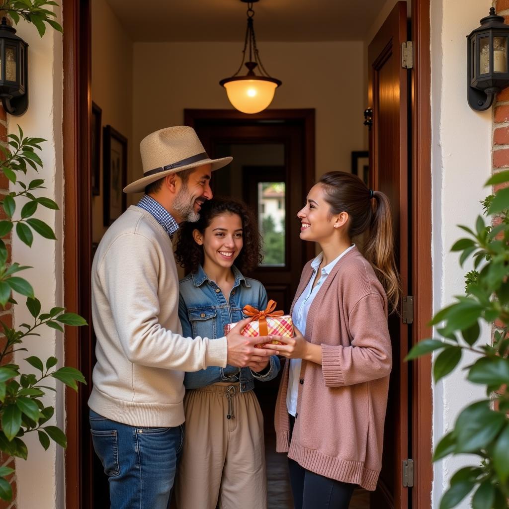 Host family welcoming guest