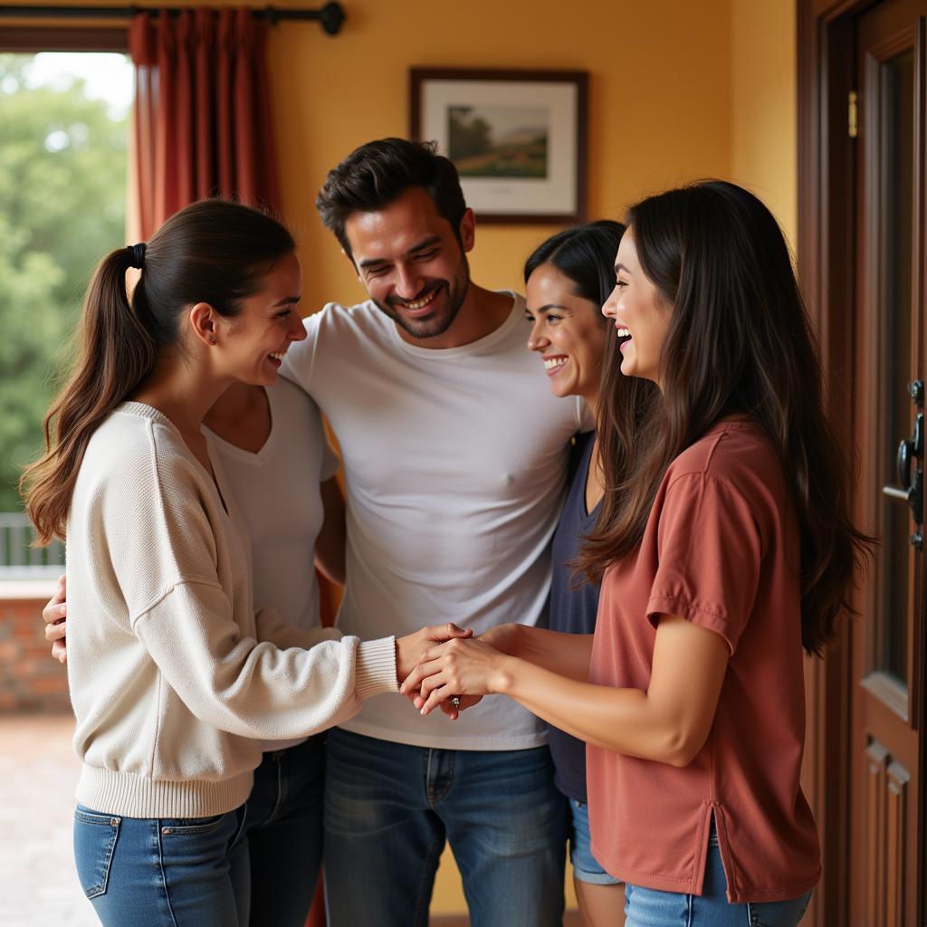 Spanish host family welcoming guests