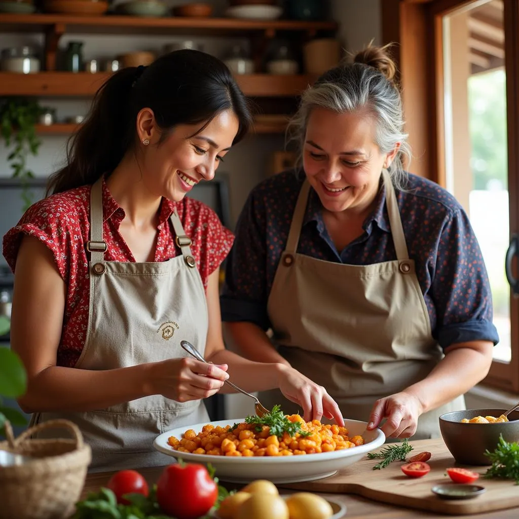 Learning to cook with a Spanish host mother