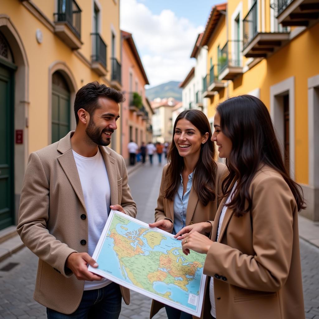 Homestay host sharing local tips with guests