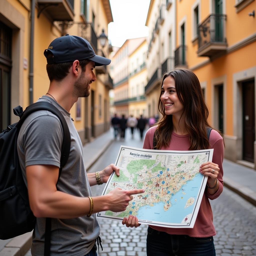 Host Showing City Map to Guest