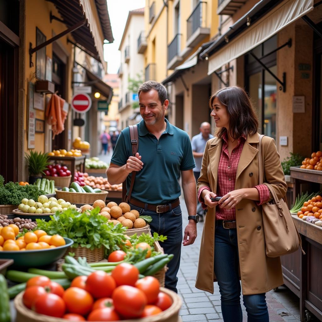 Spanish Host Showing Guest Local Market