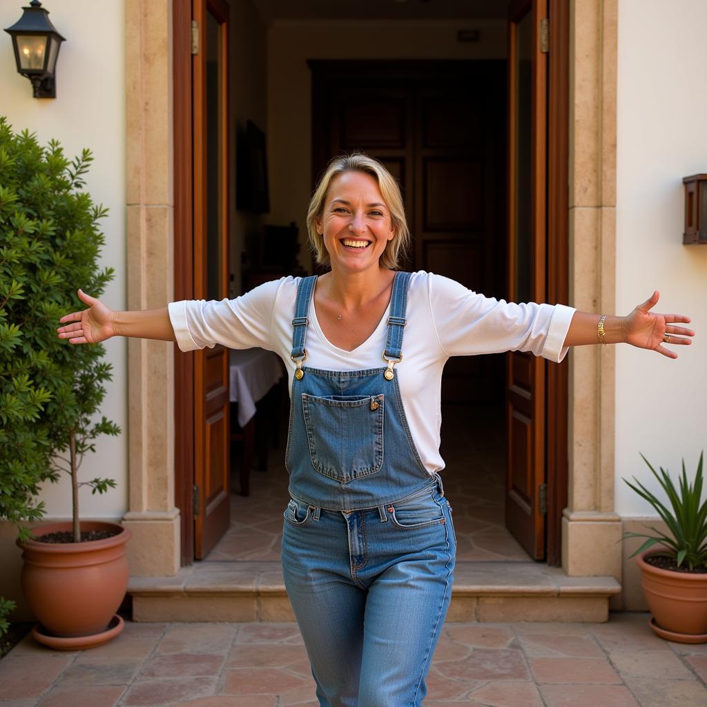 A Spanish host welcoming guests into their home