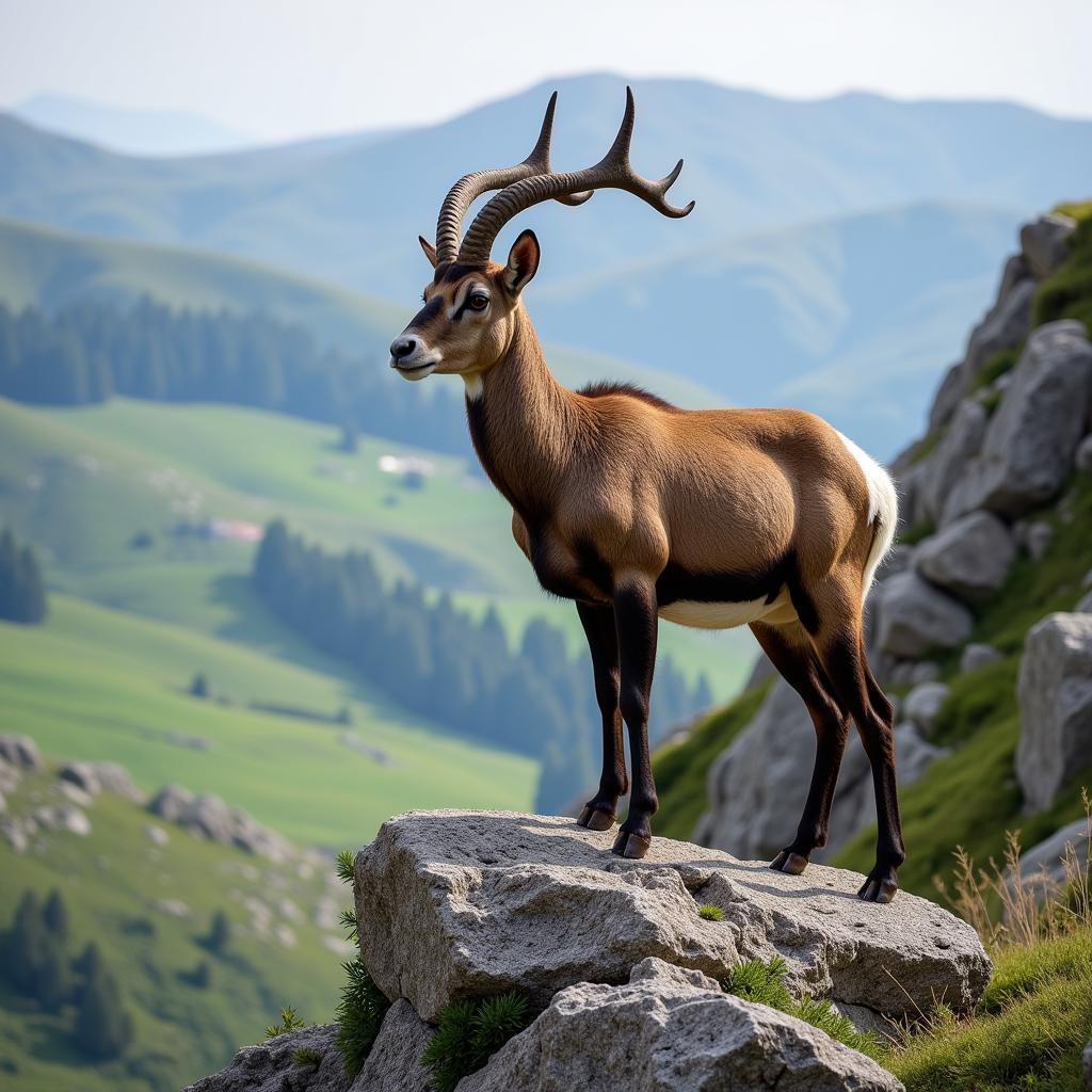 Spanish Ibex in Mountain Terrain