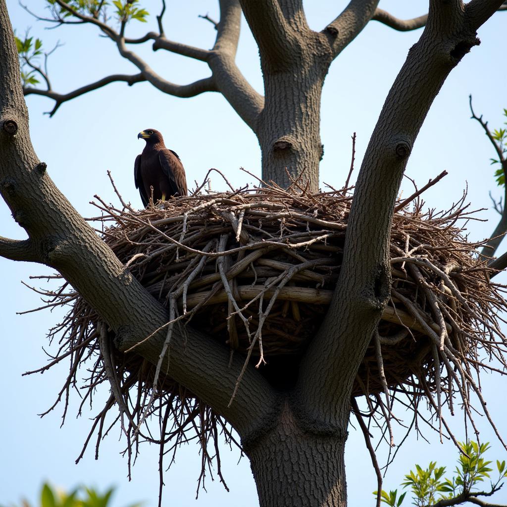 Spanish Imperial Eagle Nest in Treetop