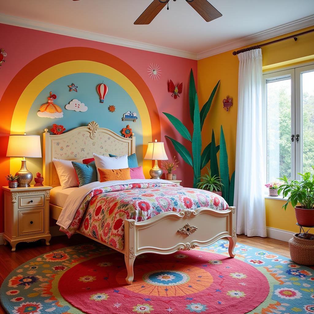 A Spanish-inspired kids' room with an edredón infantil cama 90