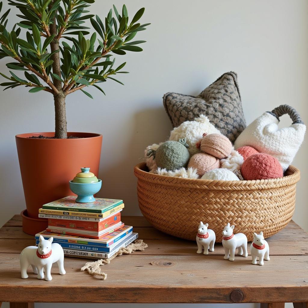 A collection of Spanish-inspired nursery decor elements