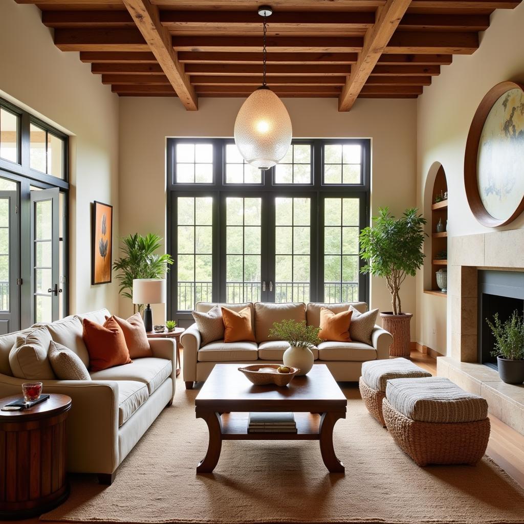 Elegant Living Room with Spanish Design Influences