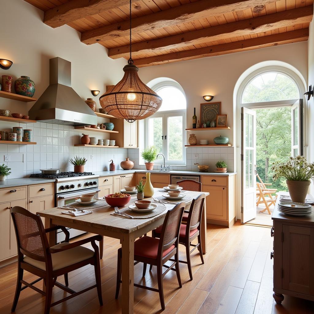 Anthropologie-Inspired Kitchen and Dining Area in a Spanish Home