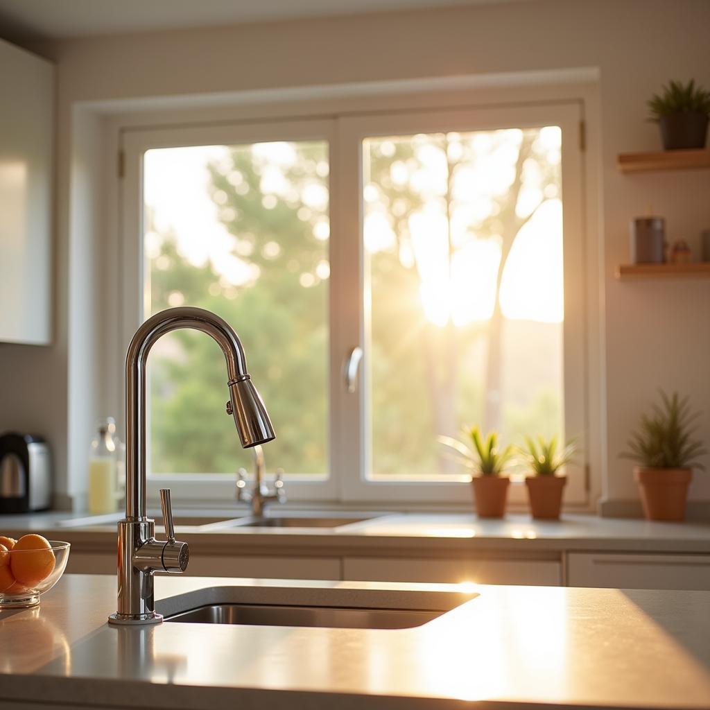 Modern Kitchen in Spanish Holiday Home with Soda Water Tap