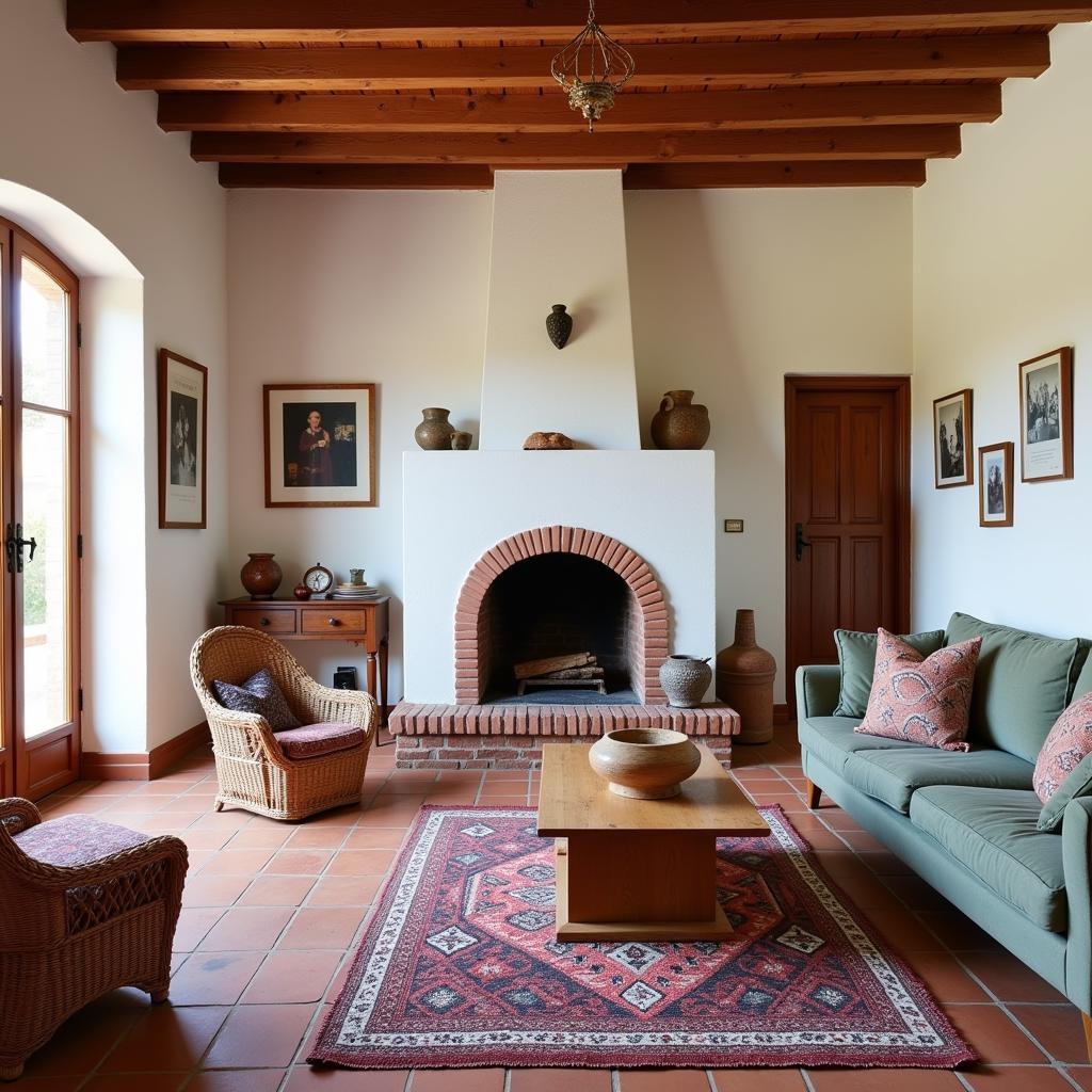 Traditional Spanish Living Room with a Kave Home Mecedora as the Centerpiece