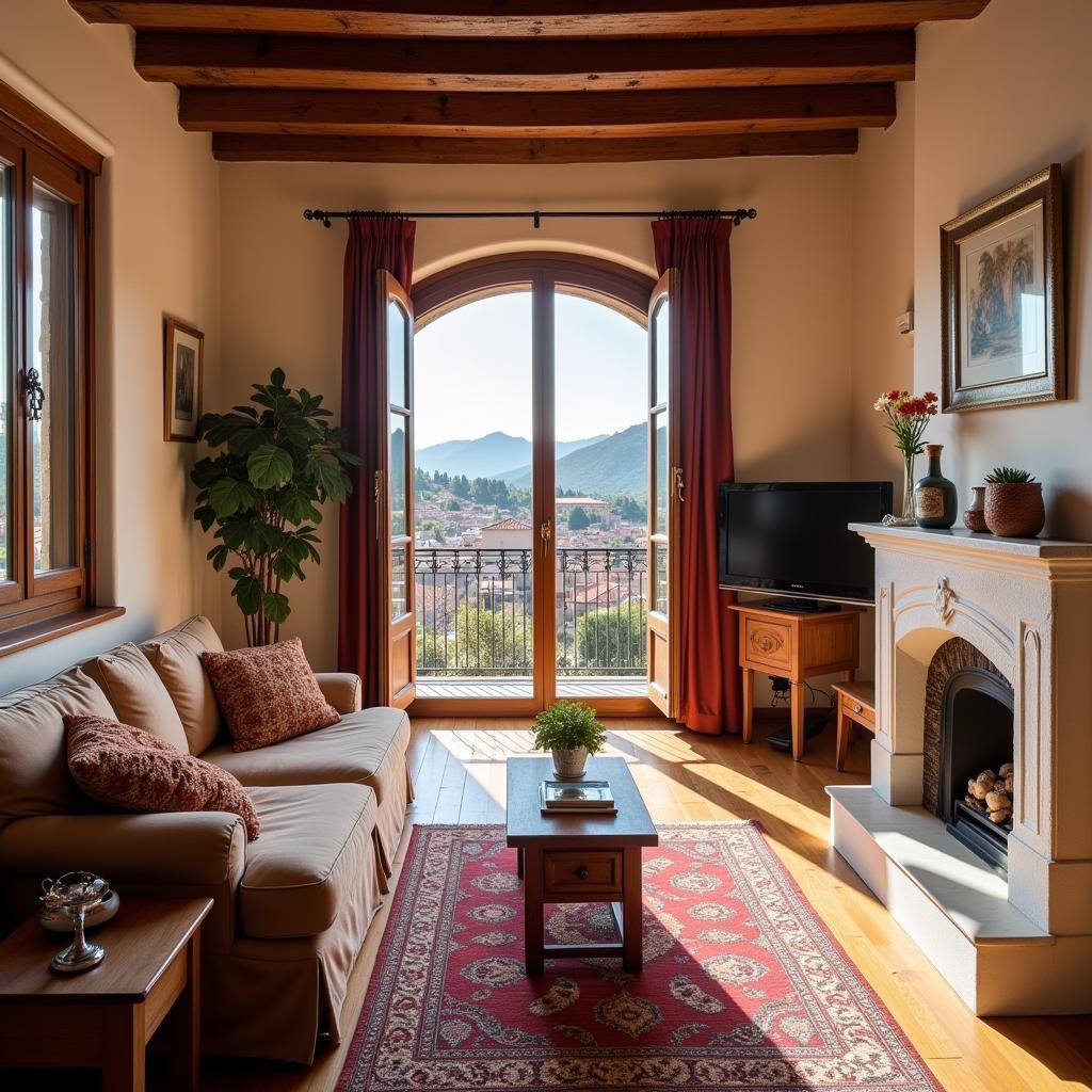 Spanish Living Room with Cuadro and Balcony View