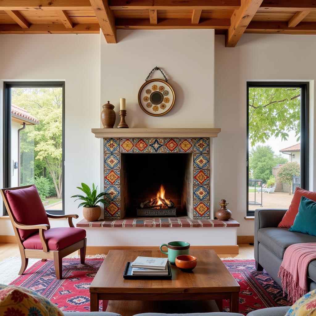 Spanish living room with intricate tilework