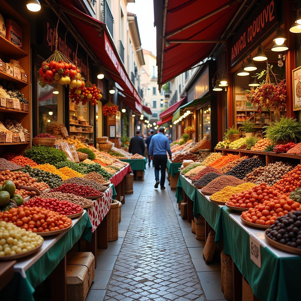 Bustling Local Market in Spain