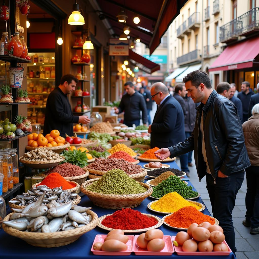 Bustling local market in Spain