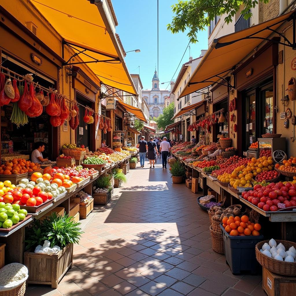 Local market in Spain with fresh produce