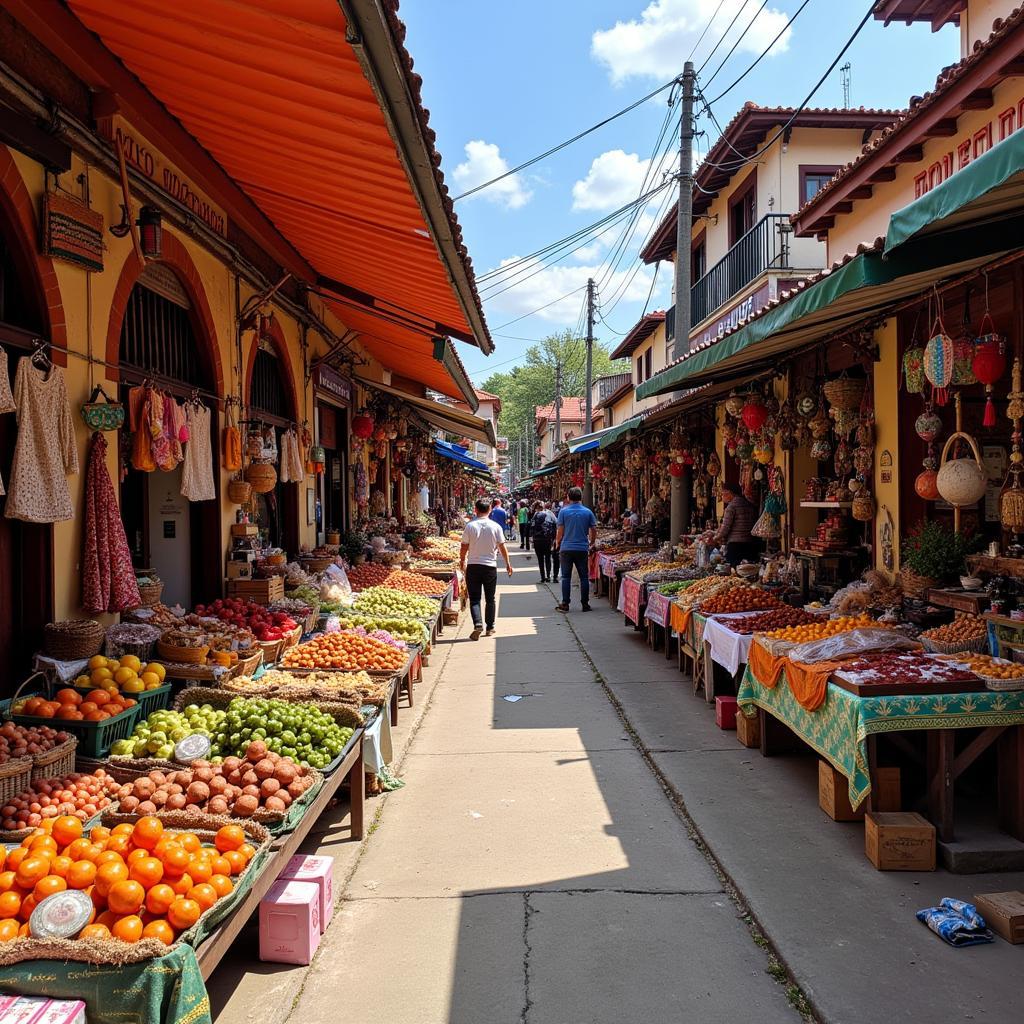 Bustling Local Market in Spain