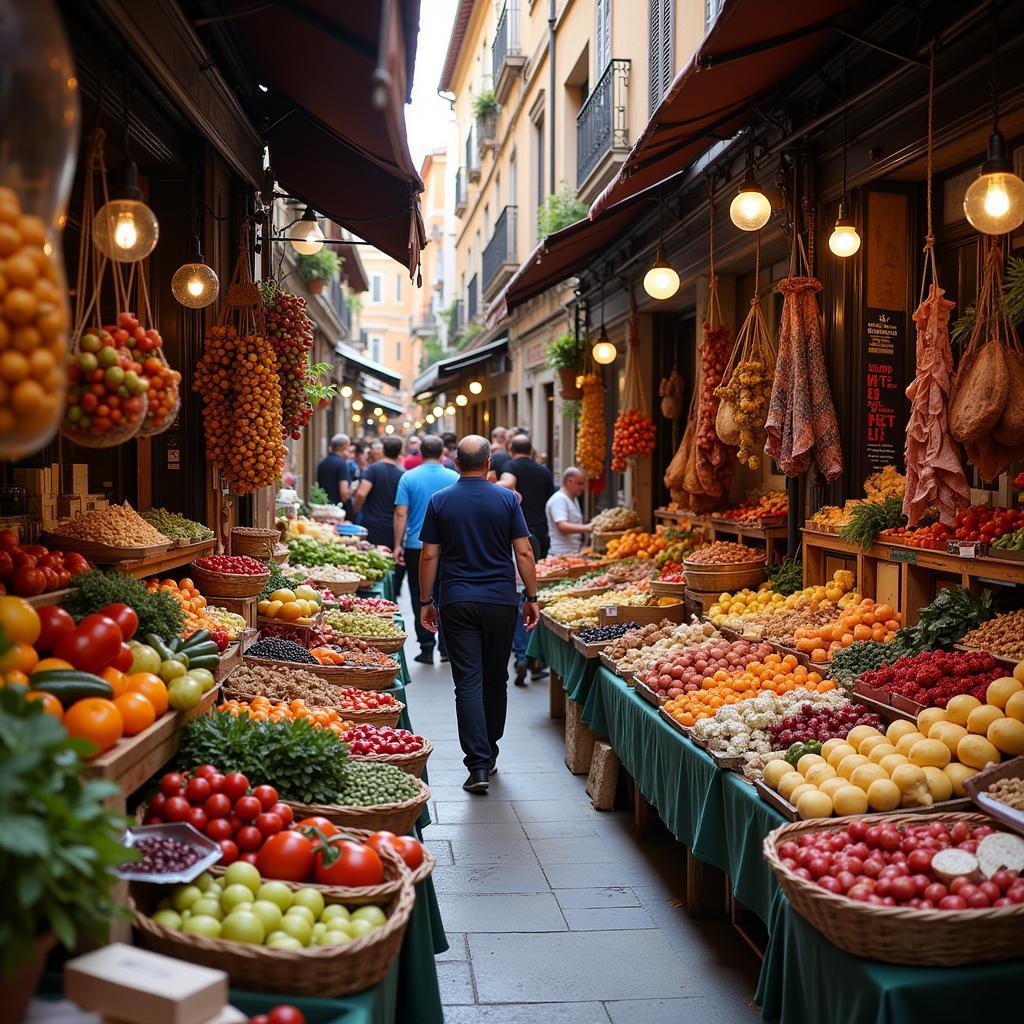 Spanish Local Market with Fresh Produce