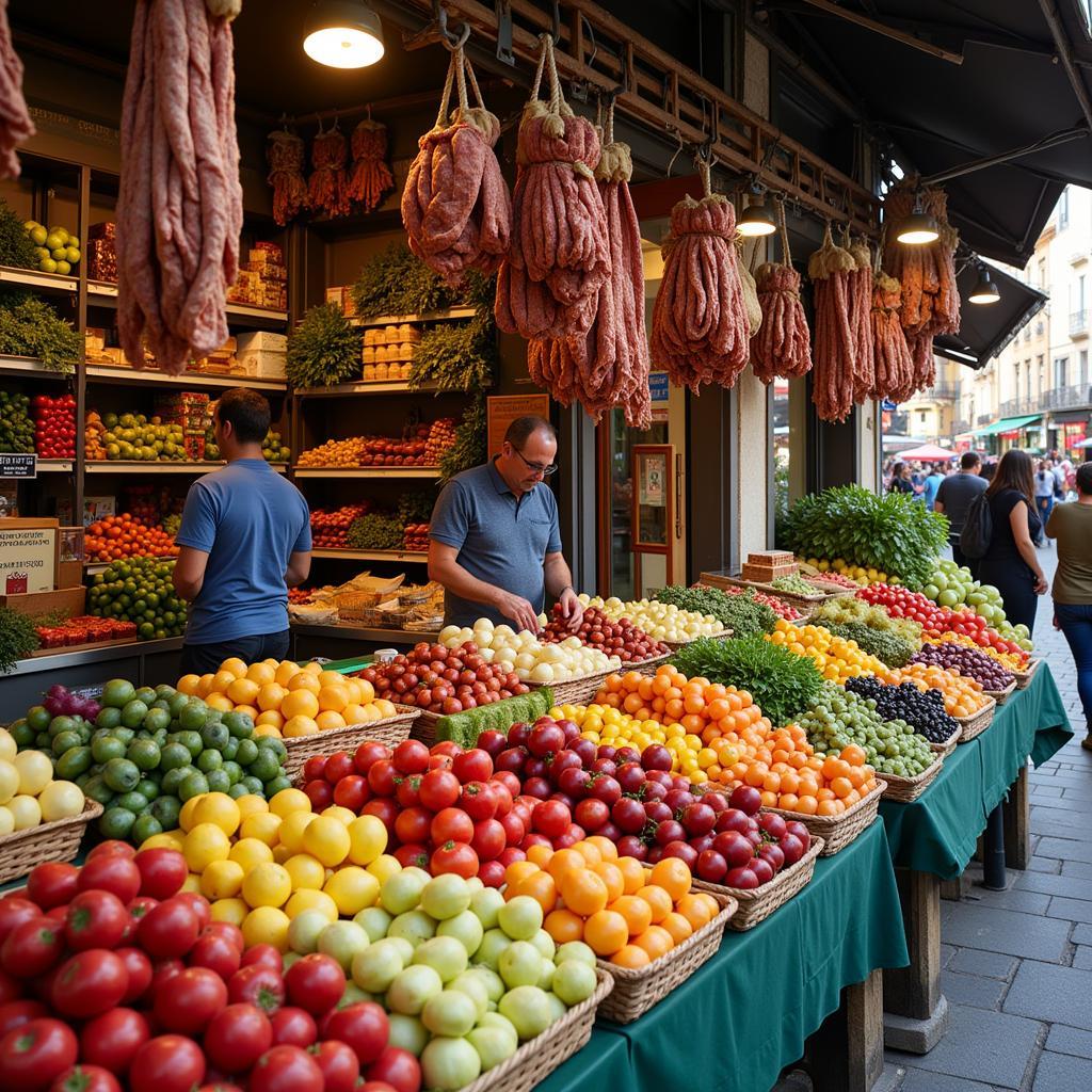 Exploring a Spanish market filled with fresh produce