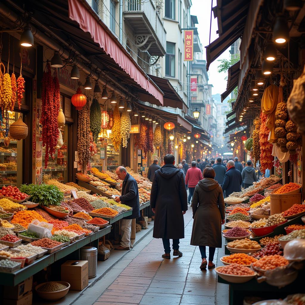 Bustling Spanish market