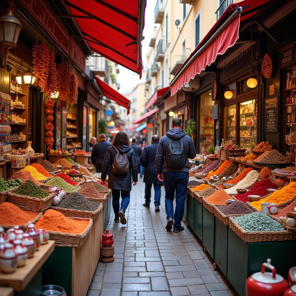 Bustling Spanish Market with Local Vendors