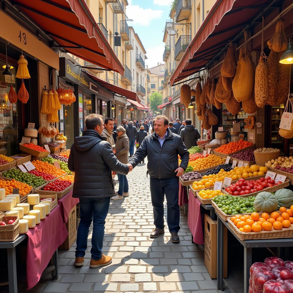 Shopping for fresh produce at a local Spanish market