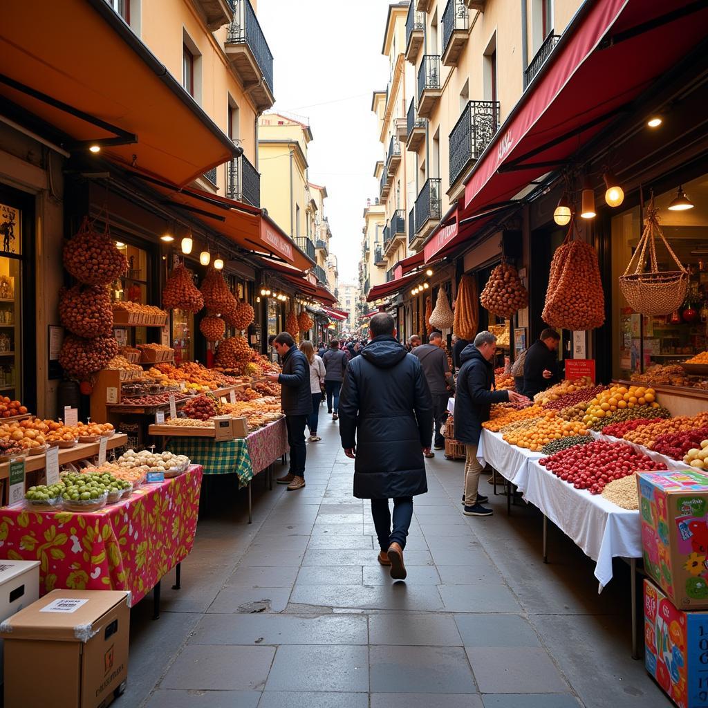 Bustling local market in Valencia