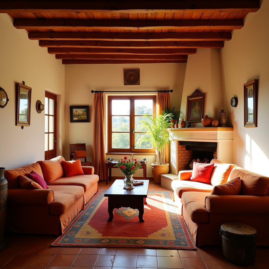 Cozy living room in a Spanish master home