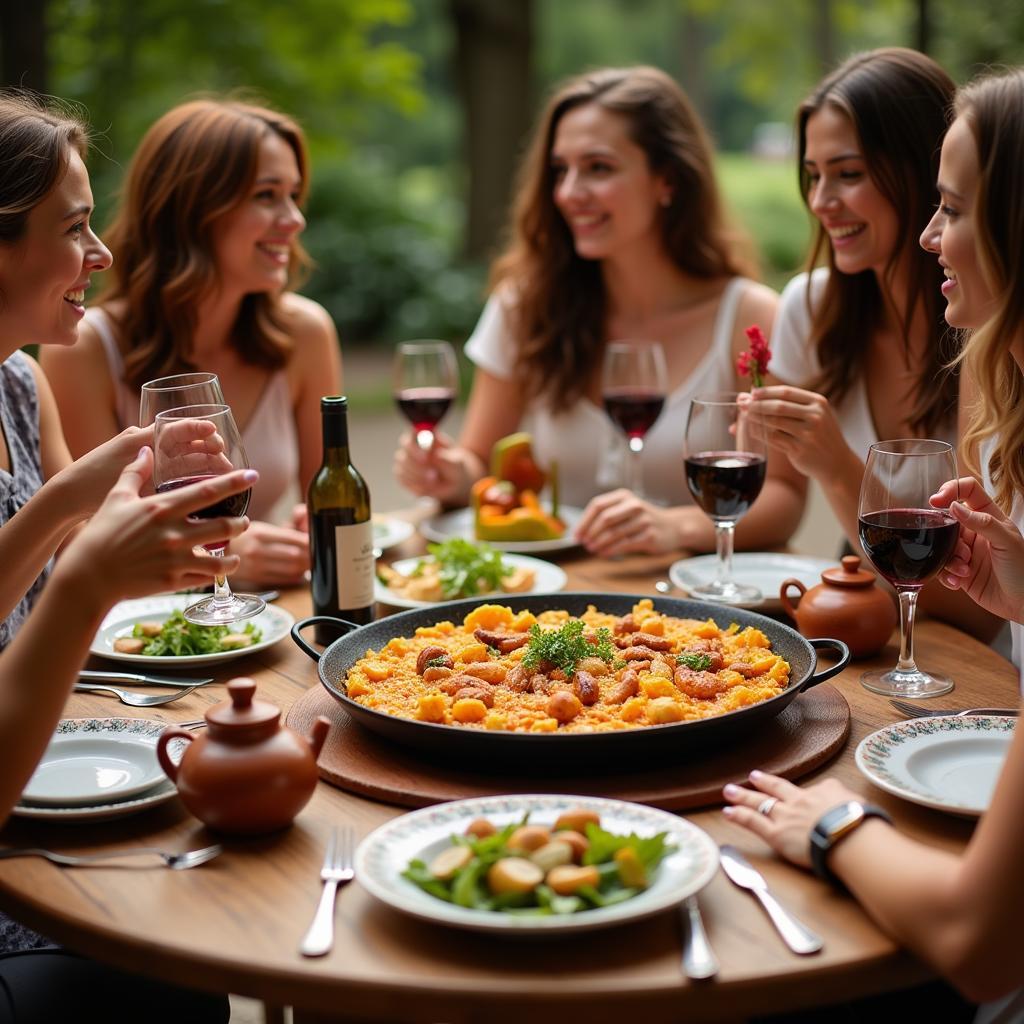 Enjoying Traditional Spanish Paella