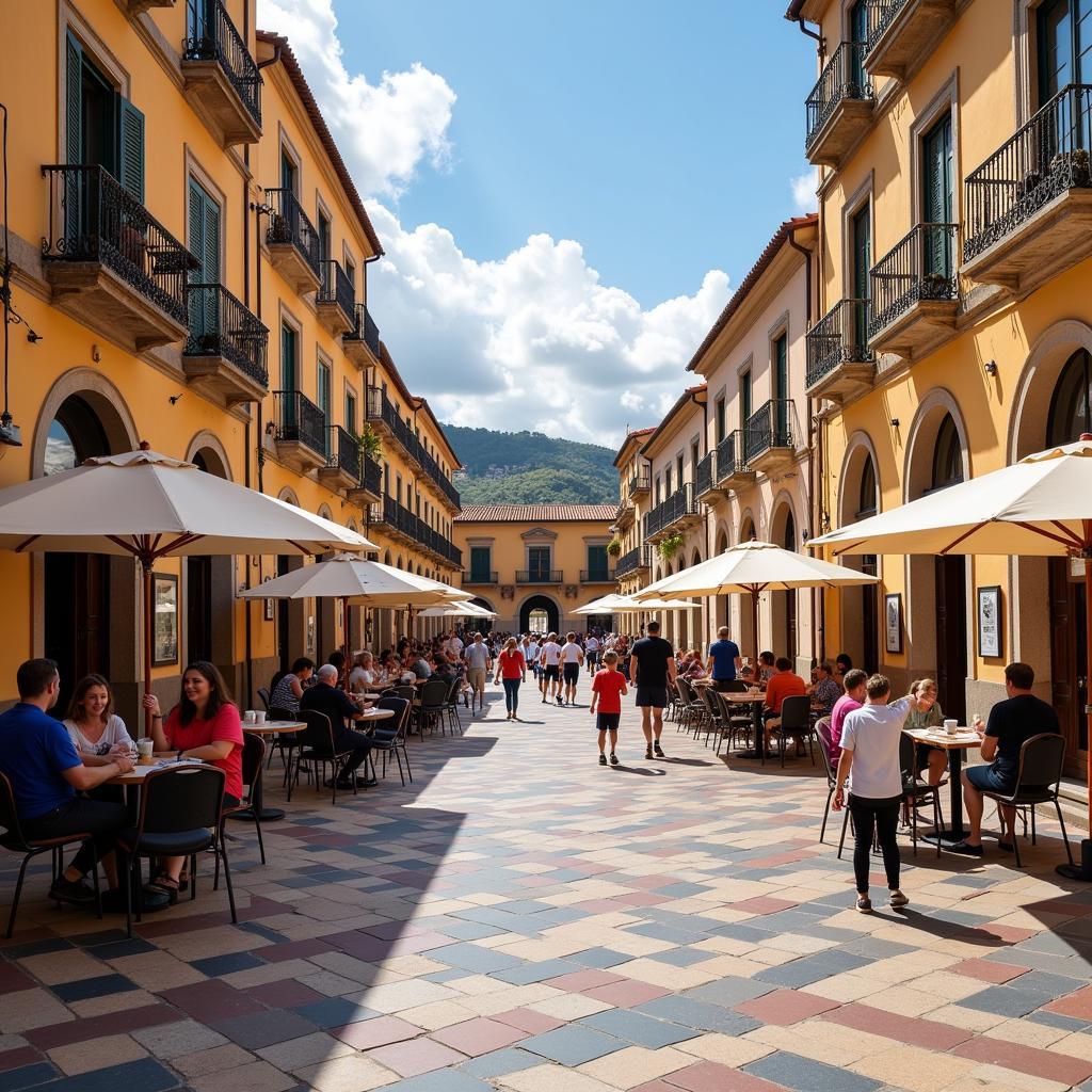 Bustling Spanish Plaza