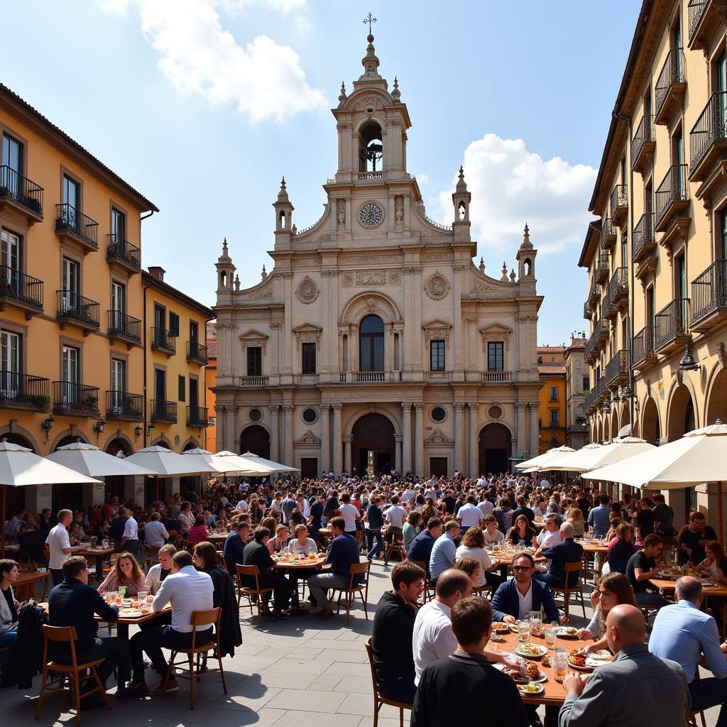 Bustling Spanish Plaza