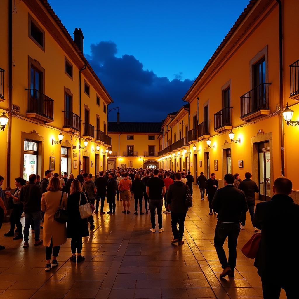 Evening Gathering in a Spanish Plaza