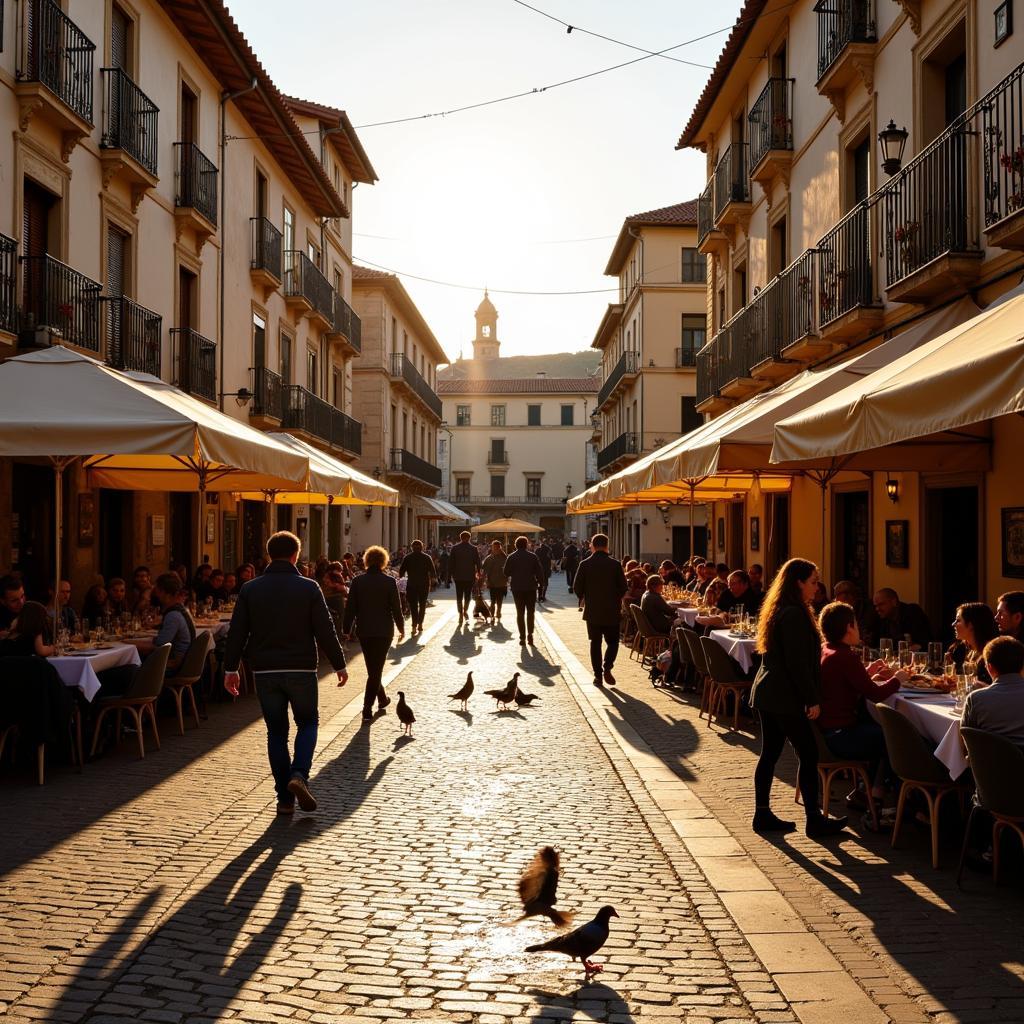 Lively plaza in a Spanish town