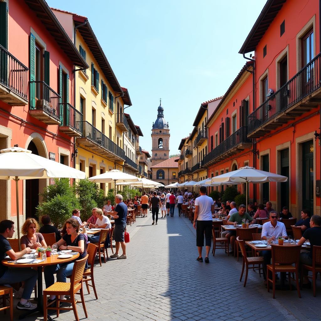 Lively Spanish Plaza with Outdoor Dining