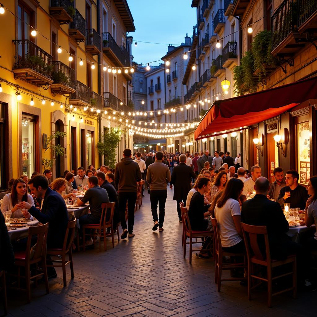 Lively Spanish Plaza with Outdoor Dining