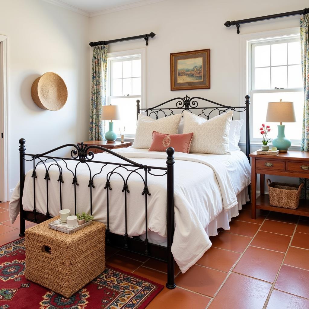 A bedroom decorated with Kave Home furniture in a Spanish style. 