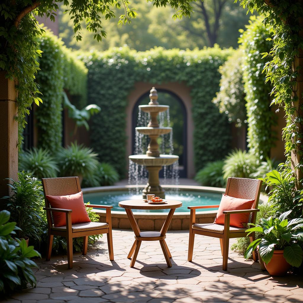 A peaceful courtyard in a traditional Spanish home in Granada