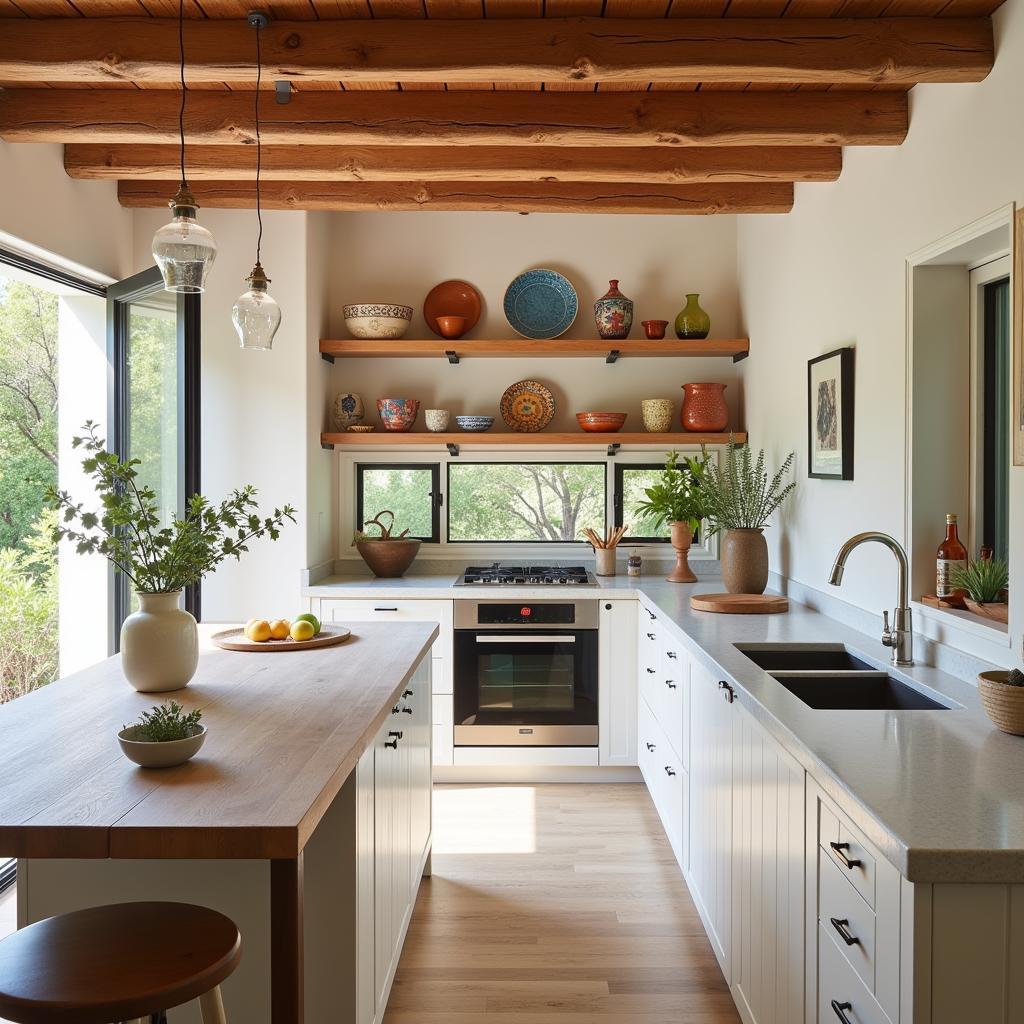 Spanish Style Kitchen with Open Shelving