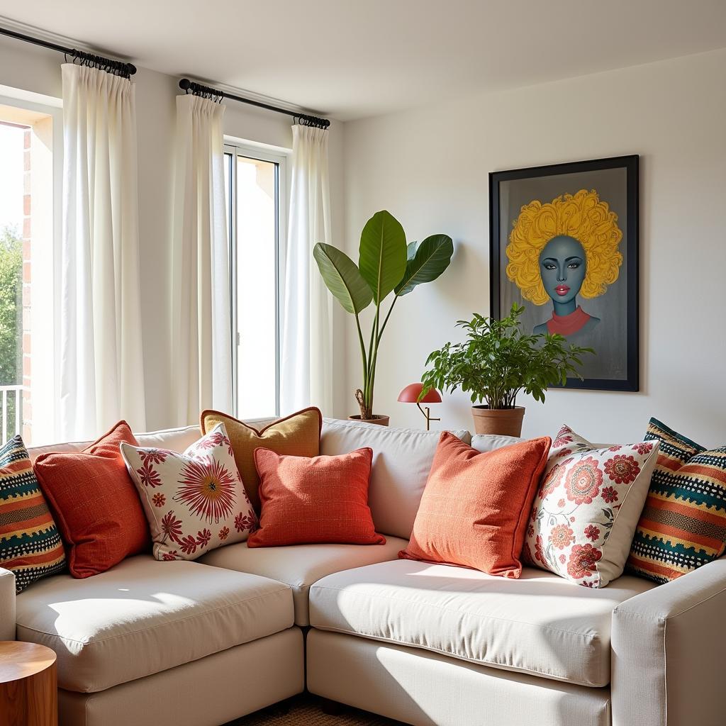 A Spanish style living room featuring Zara Home cojines