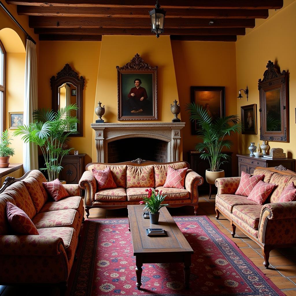 Spanish style sofas in a homestay setting