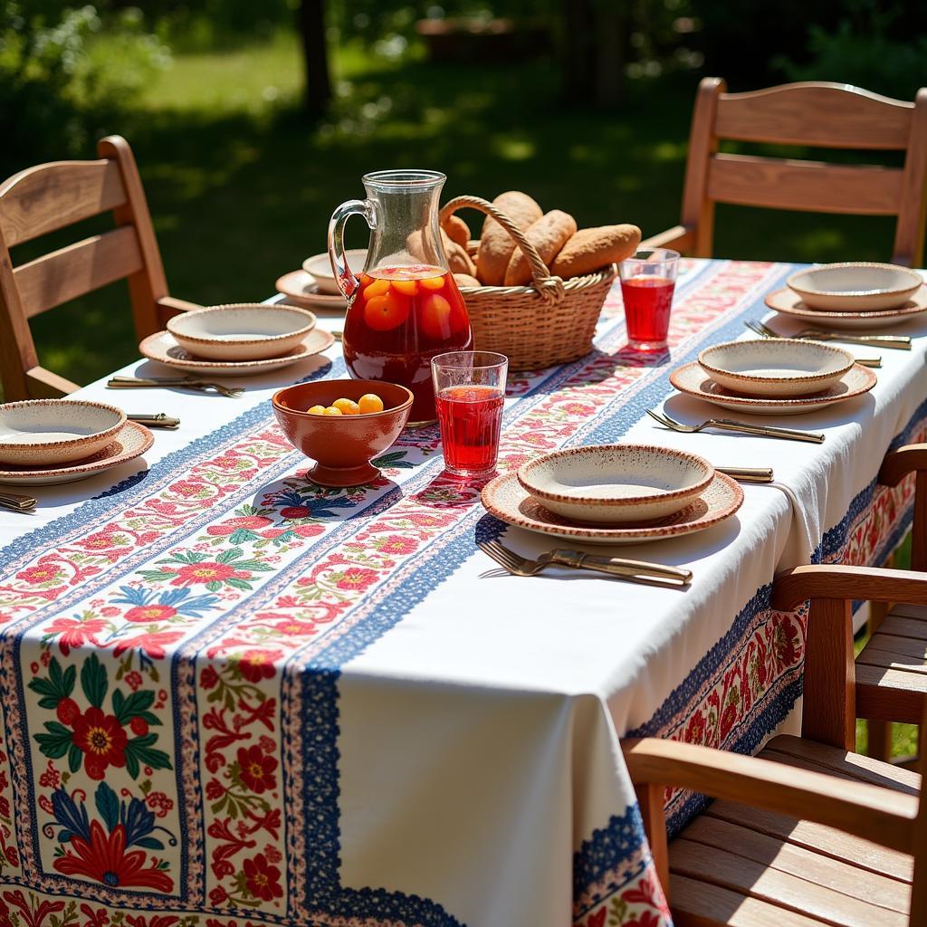 A vibrant Spanish table setting with a mantel grande