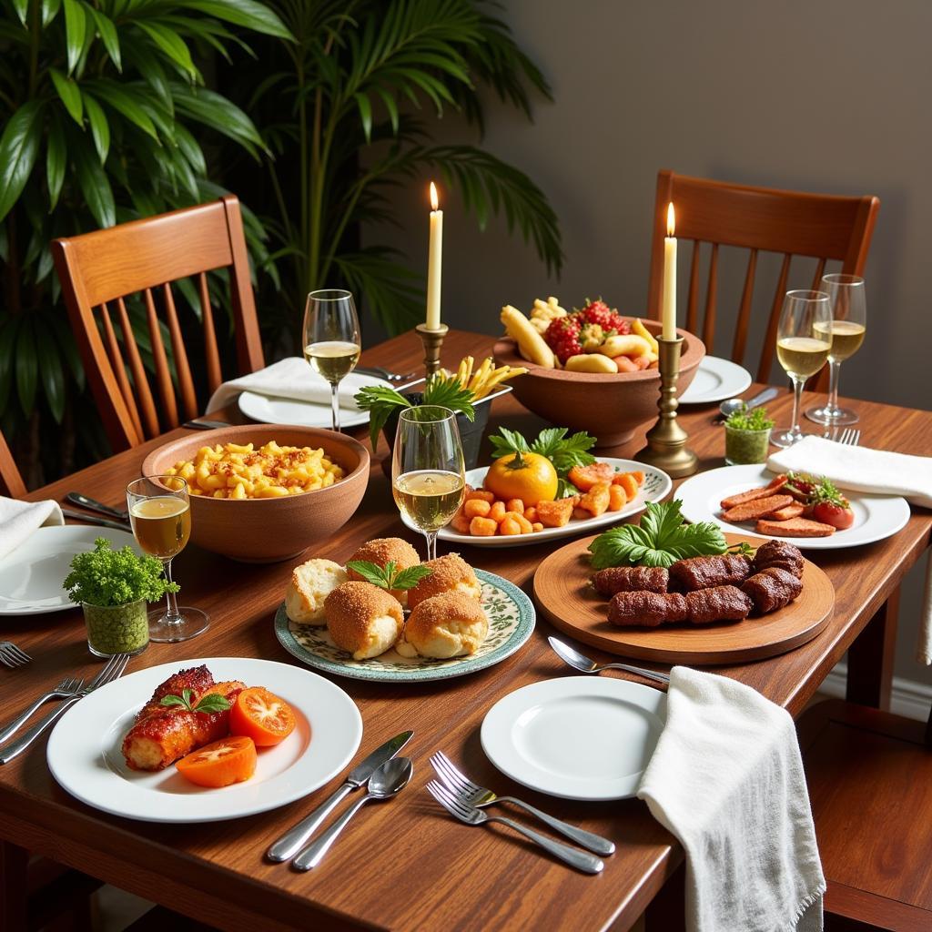 A beautifully set Spanish table featuring Zara Home cloth napkins.