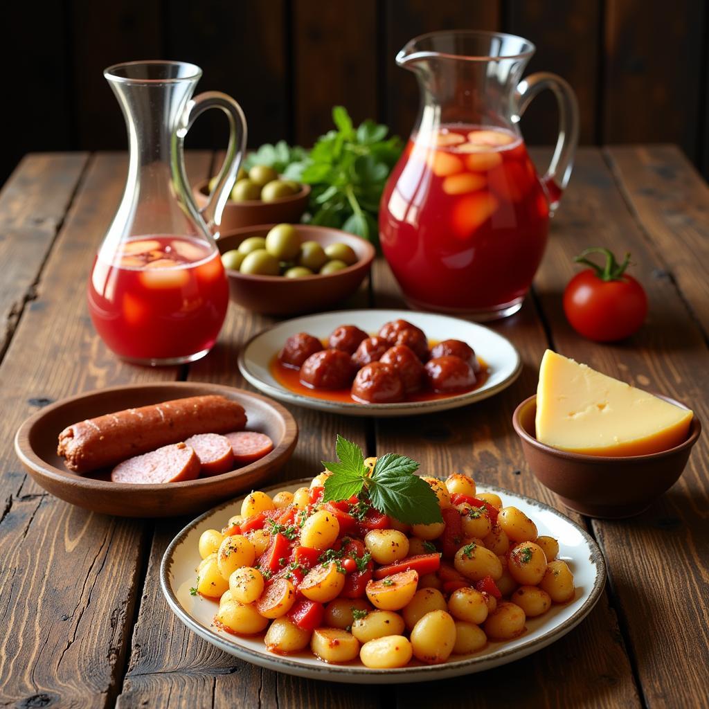 A colorful spread of traditional Spanish tapas