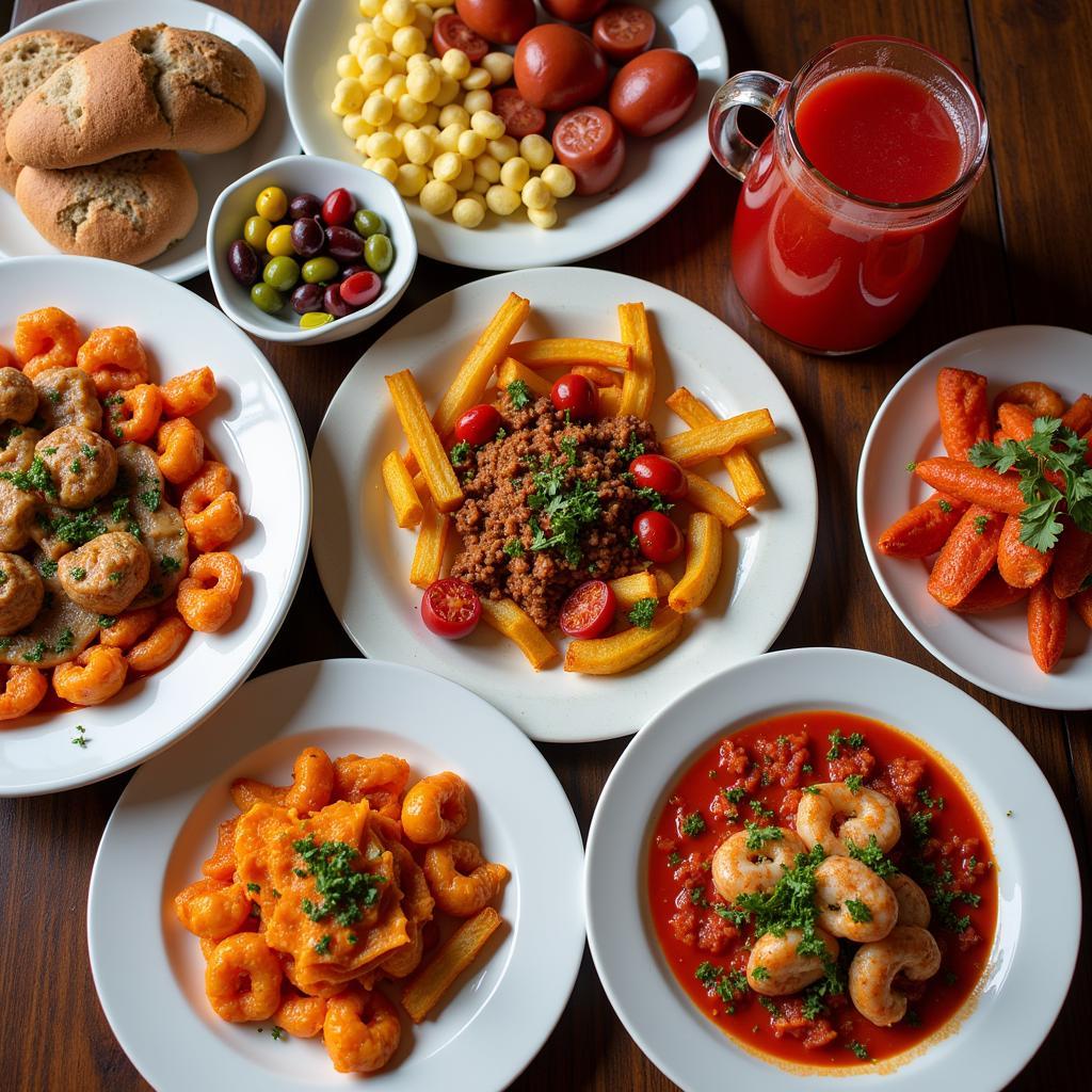 A table laden with traditional Spanish tapas