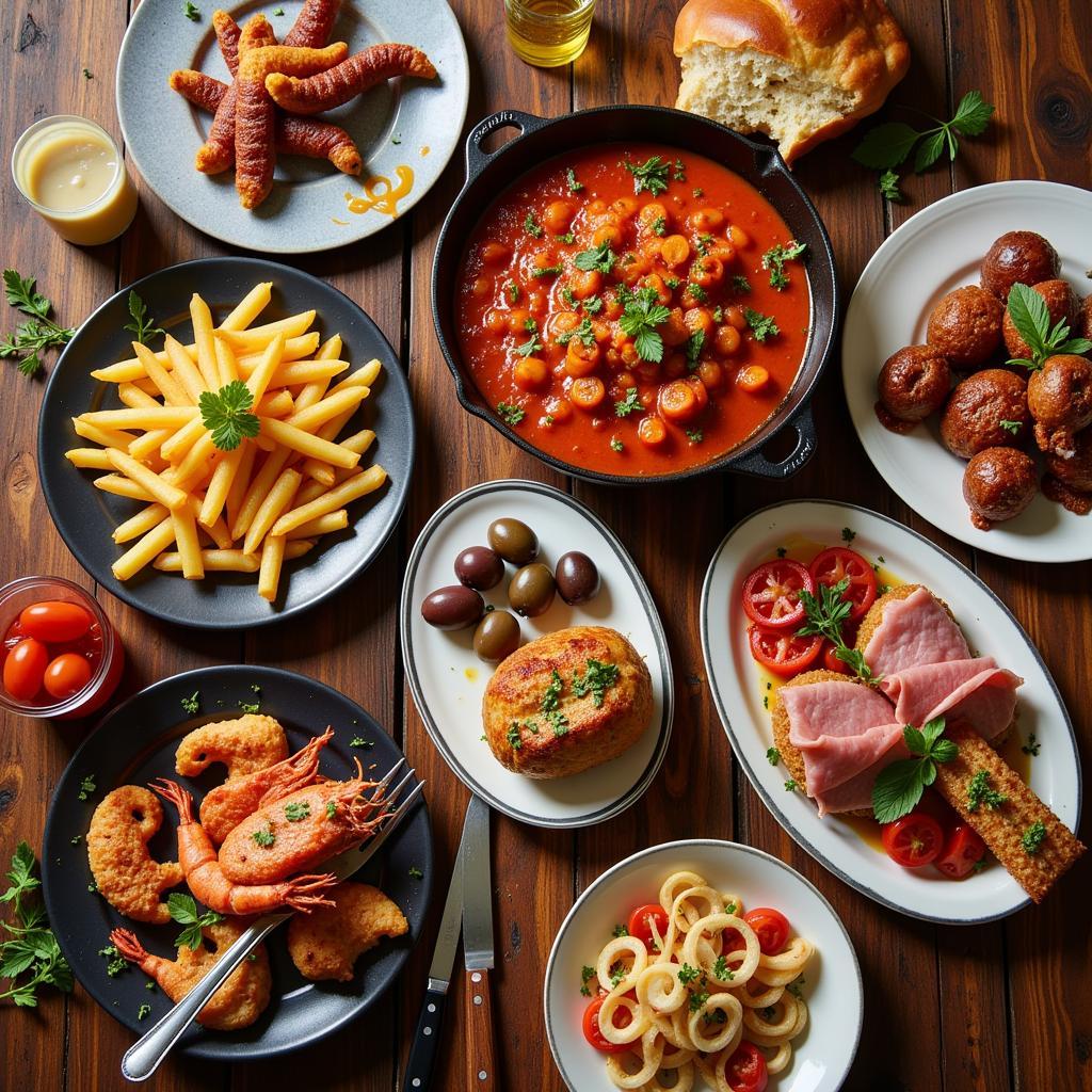 A delicious spread of traditional Spanish tapas