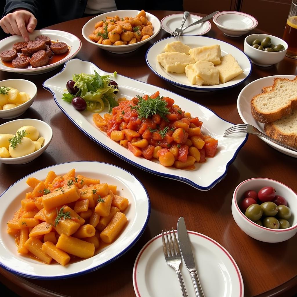 A vibrant spread of Spanish tapas