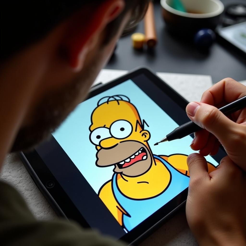 Spanish Tattoo Artist Creating a Custom Simpsons Design